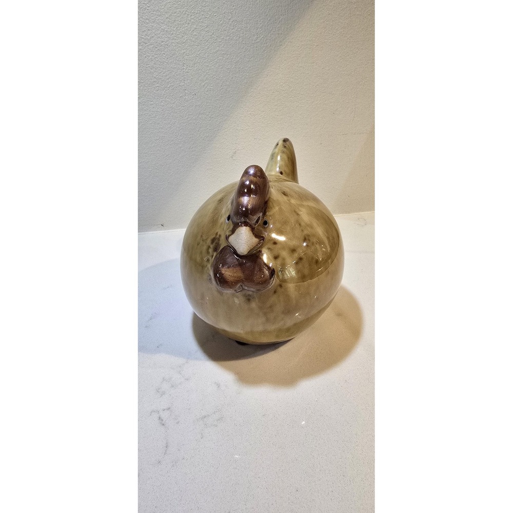Vintage Ceramic Fat Hen Figurine, High-Gloss Glaze, Farmhouse Decor